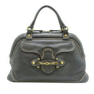 Gucci Horsebit Handbag Gray Leather